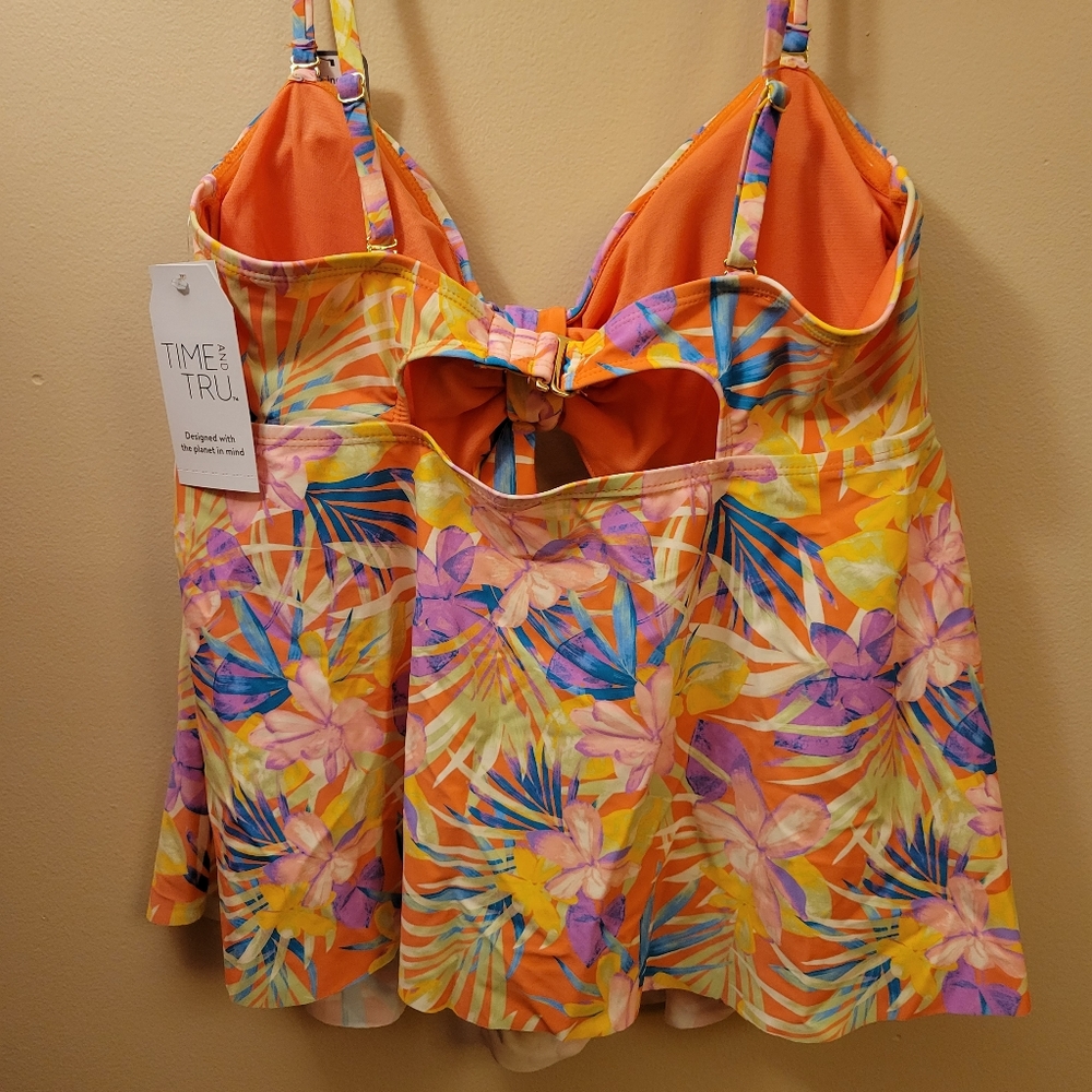 🛍(3 for $20)Time and Tru Front Tie Tankini Size XL (16-18) - Picture 3 of 5
